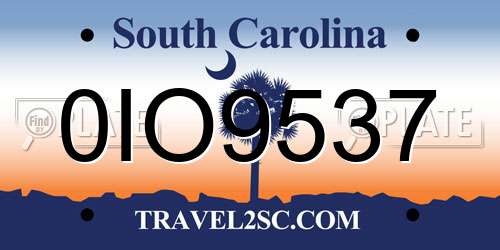 0IO9537 South Carolina License Plate