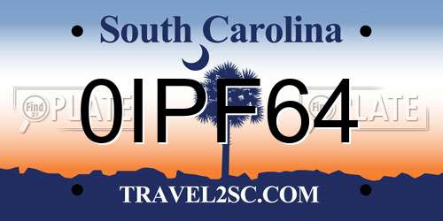 0IPF64 South Carolina License Plate