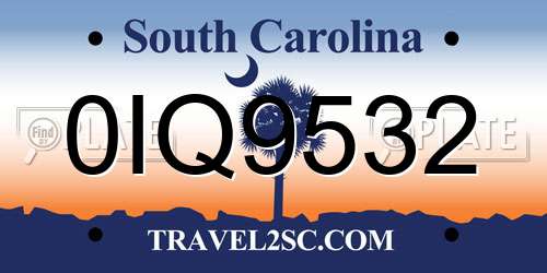 0IQ9532 South Carolina License Plate