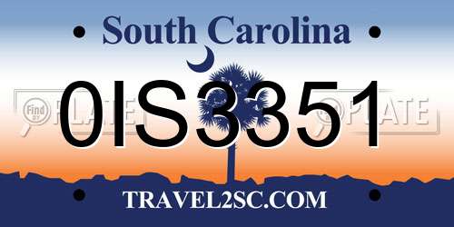 0IS3351 South Carolina License Plate