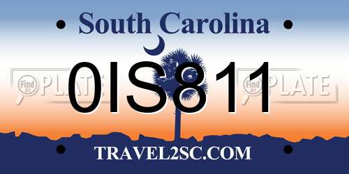 0IS811 South Carolina License Plate
