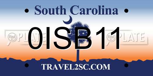 0ISB11 South Carolina License Plate