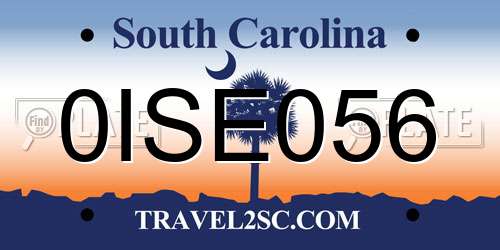 0ISE056 South Carolina License Plate