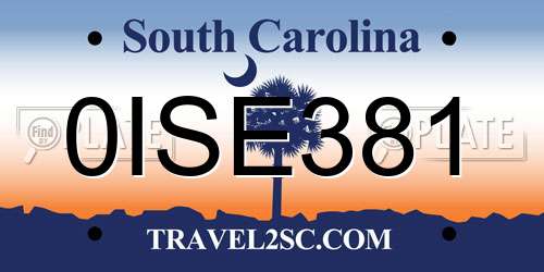0ISE381 South Carolina License Plate