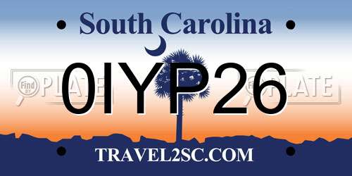 0IYP26 South Carolina License Plate