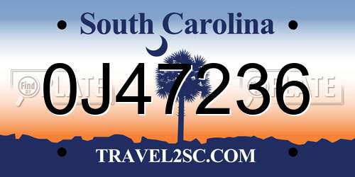 0J47236 South Carolina License Plate