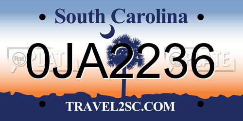 0JA2236 South Carolina License Plate