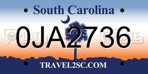 0JA2736 South Carolina License Plate