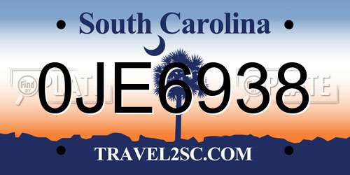 0JE6938 South Carolina License Plate