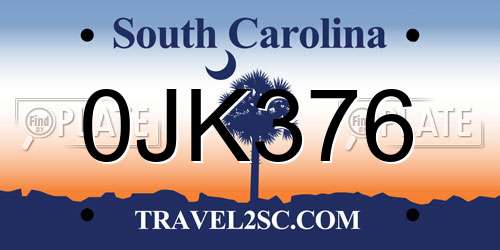0JK376 South Carolina License Plate