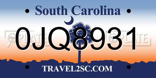 0JQ8931 South Carolina License Plate