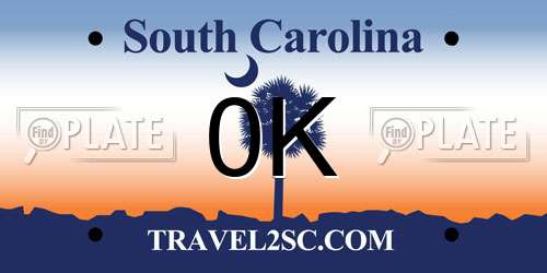0K South Carolina License Plate