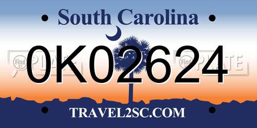 0K02624 South Carolina License Plate