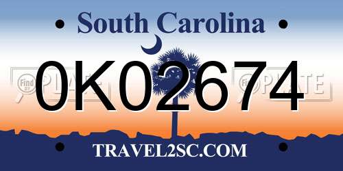 0K02674 South Carolina License Plate