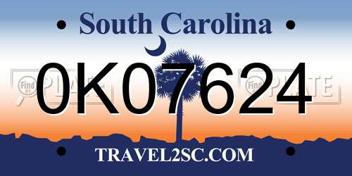 0K07624 South Carolina License Plate