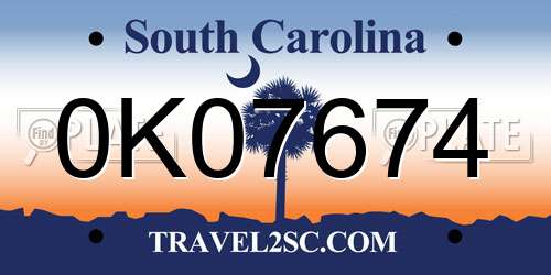 0K07674 South Carolina License Plate