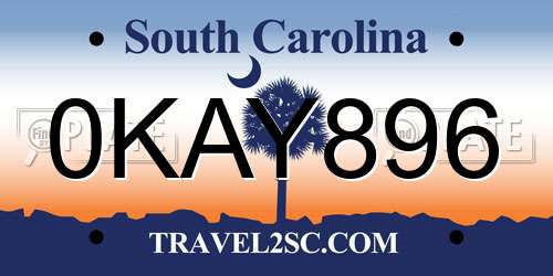 0KAY896 South Carolina License Plate