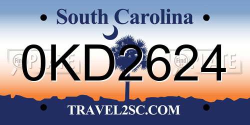 0KD2624 South Carolina License Plate
