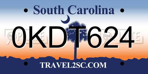 0KDT624 South Carolina License Plate