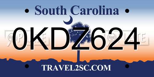 0KDZ624 South Carolina License Plate