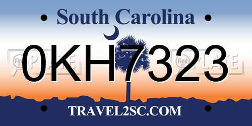 0KH7323 South Carolina License Plate