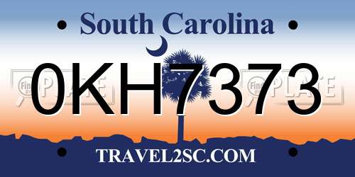 0KH7373 South Carolina License Plate