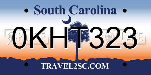 0KHT323 South Carolina License Plate