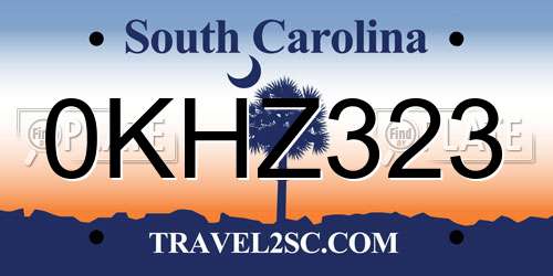 0KHZ323 South Carolina License Plate