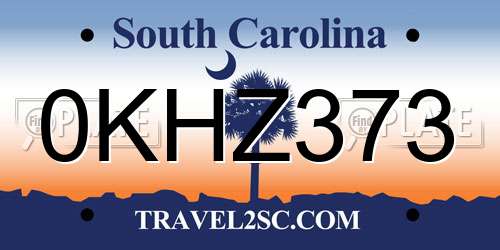 0KHZ373 South Carolina License Plate