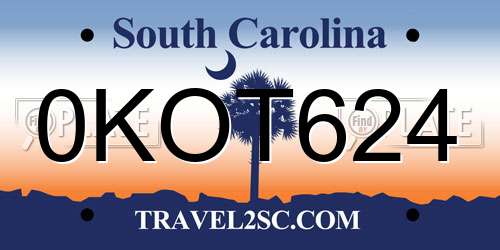 0KOT624 South Carolina License Plate