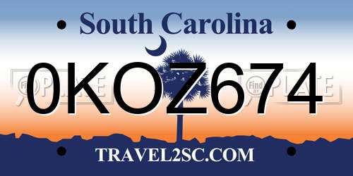 0KOZ674 South Carolina License Plate