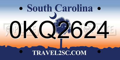 0KQ2624 South Carolina License Plate