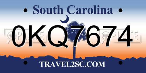 0KQ7674 South Carolina License Plate