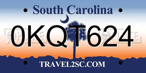 0KQT624 South Carolina License Plate
