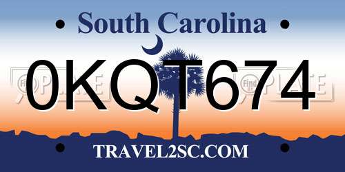 0KQT674 South Carolina License Plate