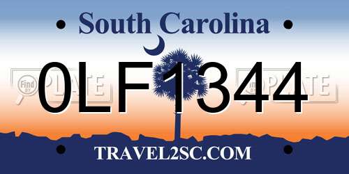 0LF1344 South Carolina License Plate