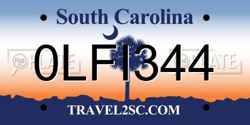 0LFI344 South Carolina License Plate