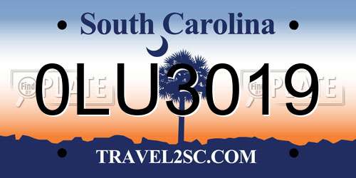 0LU3019 South Carolina License Plate