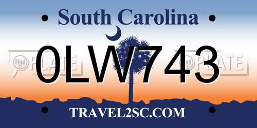 0LW743 South Carolina License Plate