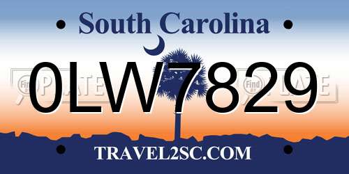 0LW7829 South Carolina License Plate