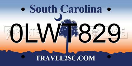 0LWT829 South Carolina License Plate