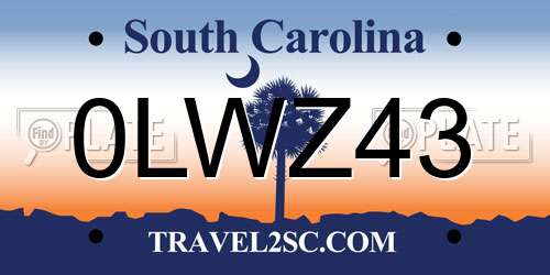0LWZ43 South Carolina License Plate