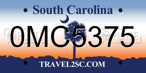 0MC5375 South Carolina License Plate