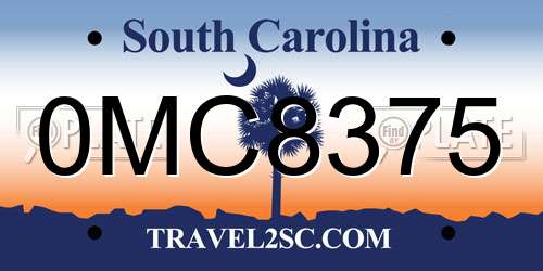 0MC8375 South Carolina License Plate