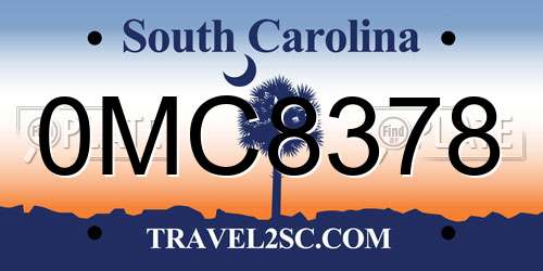 0MC8378 South Carolina License Plate