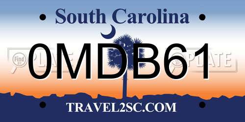 0MDB61 South Carolina License Plate