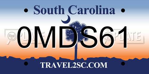 0MDS61 South Carolina License Plate