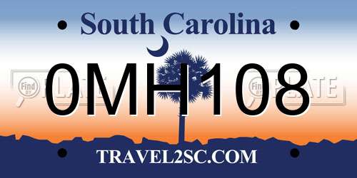0MH108 South Carolina License Plate
