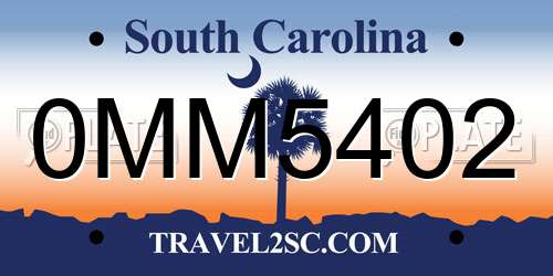 0MM5402 South Carolina License Plate
