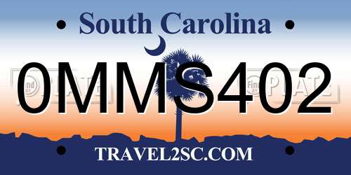 0MMS402 South Carolina License Plate